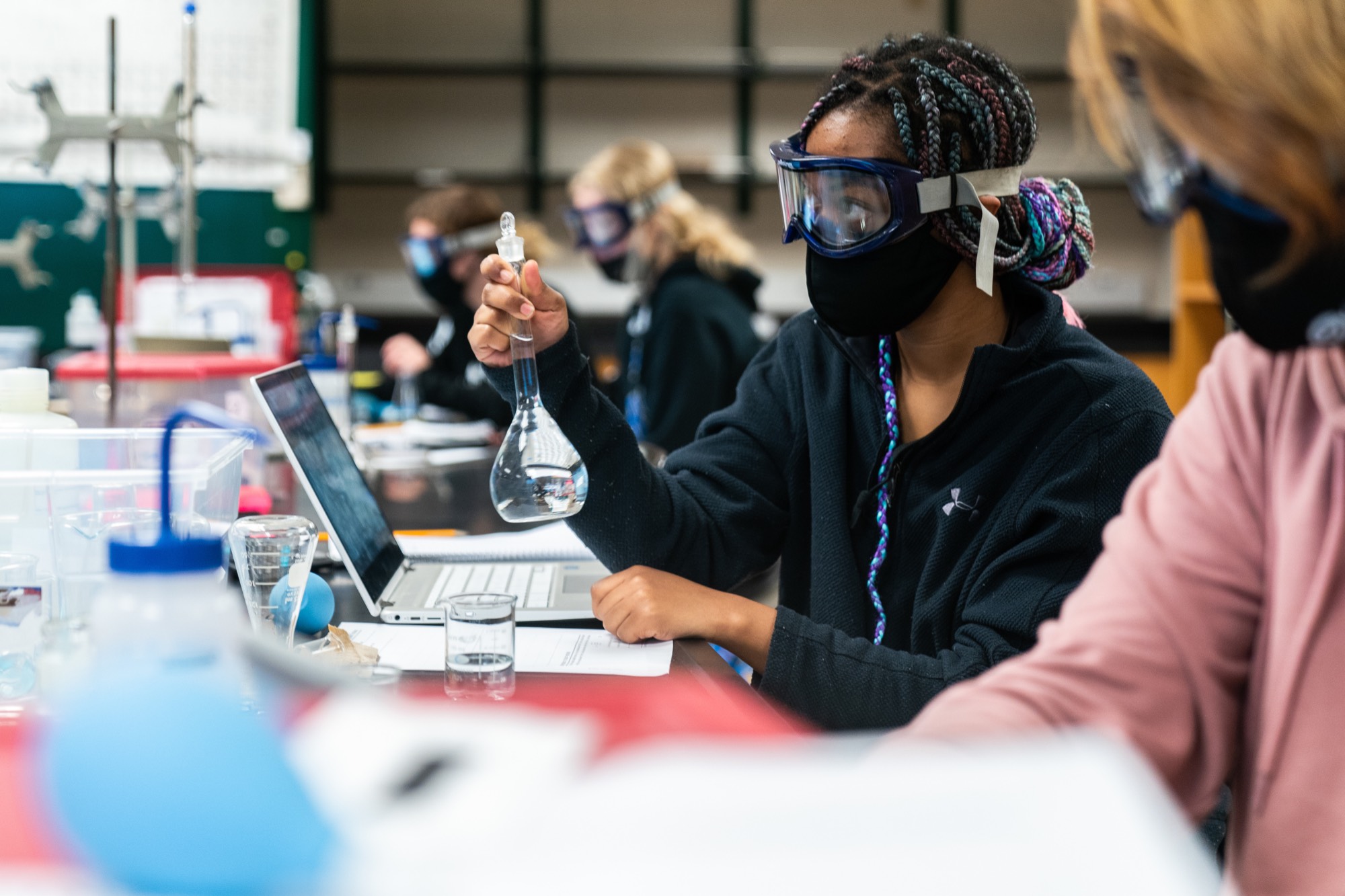 student working in chemistry lab